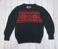CHAPS Little Boys Knit Pull-Over Sweater Nordic Design Black & Red Size - 4