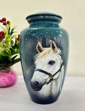 Adult Cremation Urn Printed White Horse urn Funeral Memorial Keepsake Urns