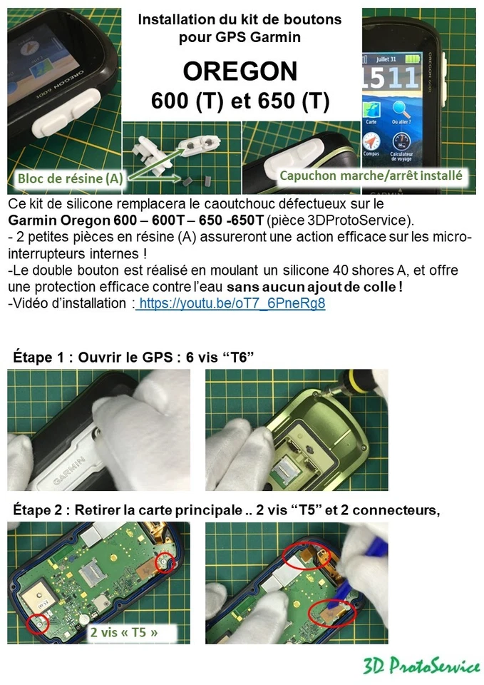 Garmin Oregon 600 - 650 (T) On/Off Buttons kit (Silicone-Waterproof) Bouton - Photo 4/4