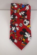 Disney Mickey Mouse Men's Tie Soccer Novelty Picasso Abstract Silk Hand Made