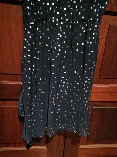Tokito Dress Navy With Silver Polka Dots Size 14 - Picture 7 of 9