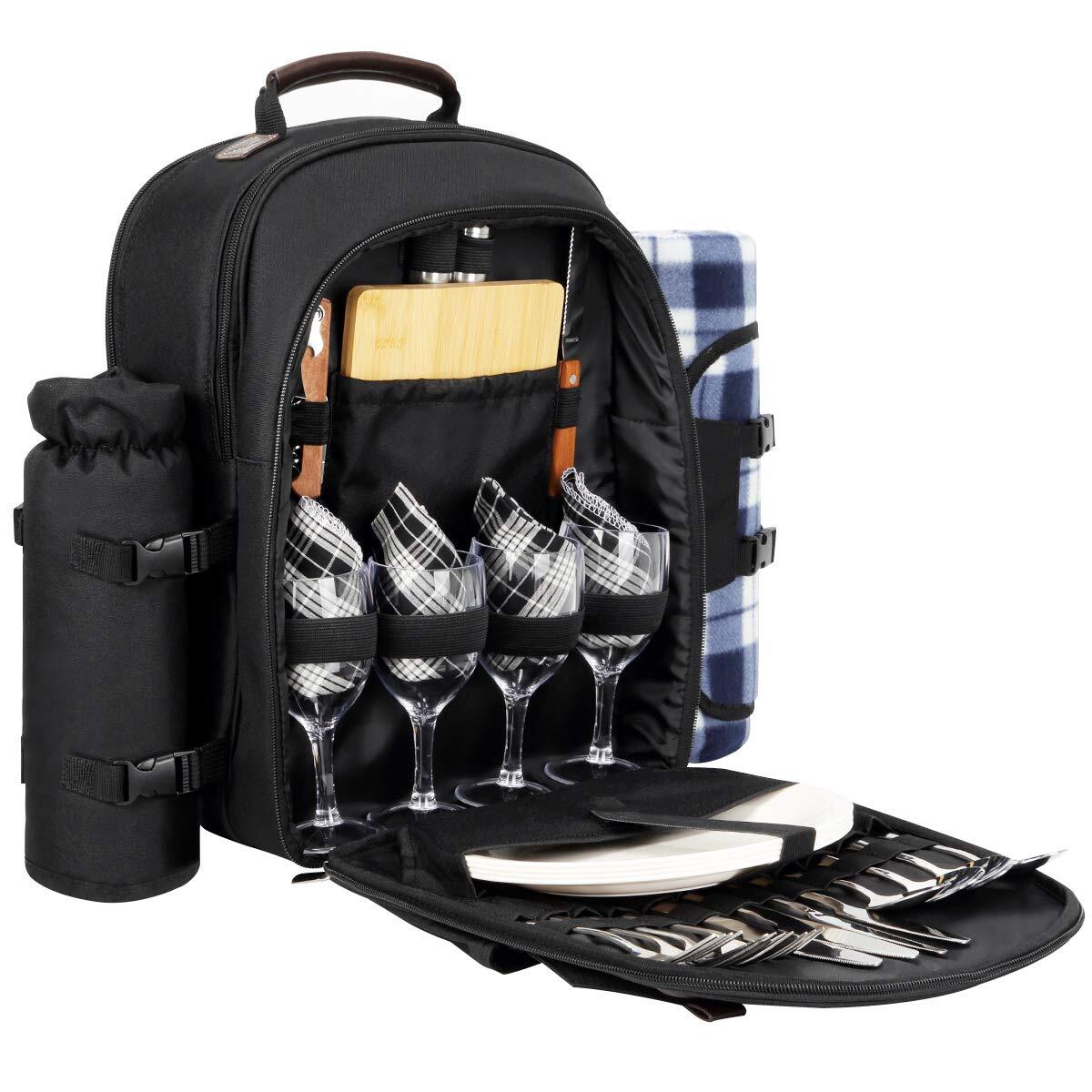Eono Borsa Termica Zaino Picnic Per 4 Persone - Set Completo Con Stoviglie E Coperta - Foto 9