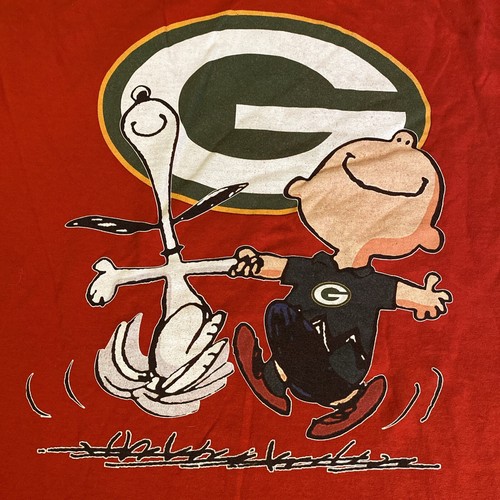Green Bay Packers Snoopy T-Shirt Charlie Brown Langarm NFL Gr. 2XL Peanut EUC