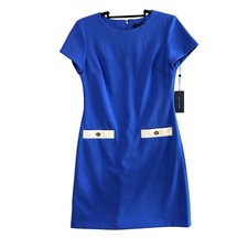 Tommy Hilfiger Dress Womens 4 Blue Short Sleeve Sheath Dress Career Work
