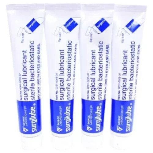 4 Pack Surgilube Lubricating Jelly with Flip Cap, Sterile 4.25 oz, Exp 2027