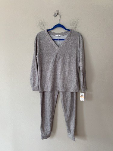 FLORA NIKROOZ Sz S Tabitha Printed Lont Sleeves V-Neck French Terry Pajama Set - Picture 5 of 8