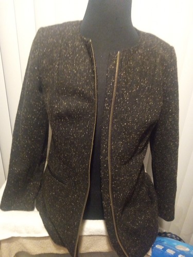 Di Viniti Women's Vintage Zip Up Black Coat Size M - Picture 2 of 5