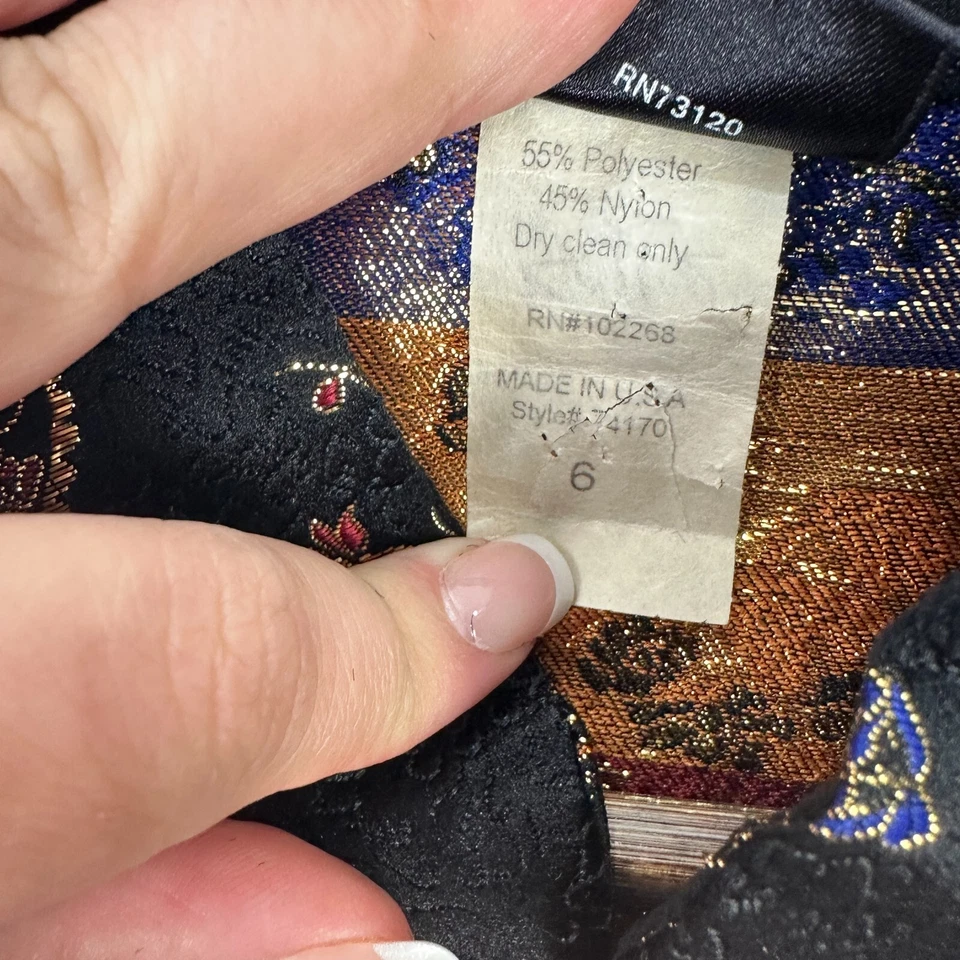 Chaqueta Frederick's Hollywood Brocado Mujer 6 Negro Dorado Floral Y2K Capricho Foto 4 de 4