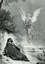 🟡 ART.A -325 ANTICA INCISIONE /STAMPA GUSTAVO DORE' ELIA NUTRITO DA UN ANGELO 