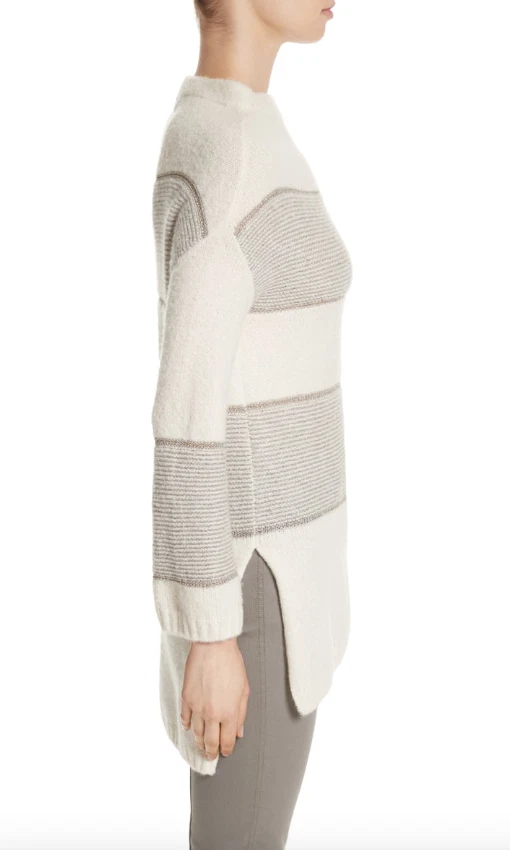 Suéter cuello embudo tejido con eslabones de piedra St. John para mujer talla M L109807 Foto 3 de 3