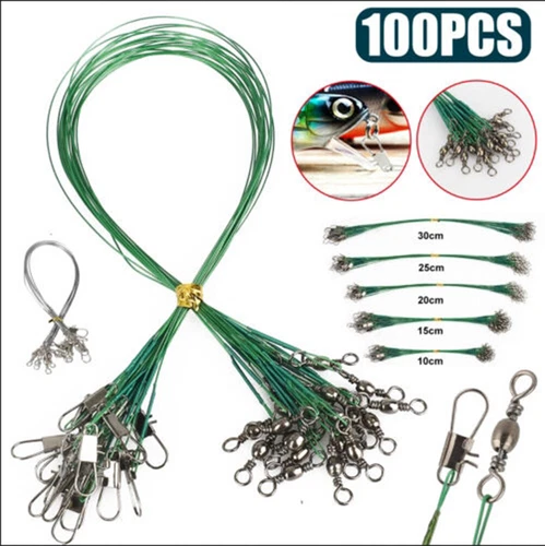 100Pcs Stainless Steel Fishing Line Trace Fish Lure Leader Wire 10/15/20/25/30cm