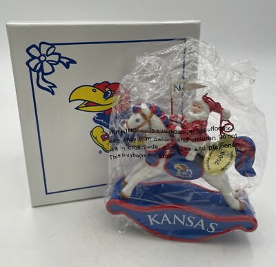 Danbury Mint Kansas University KU Jayhawk Santa Rocking Horse Ornament 2008