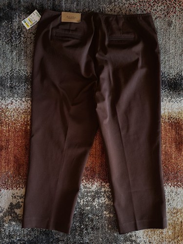 NWT PECK & PECK Weekend Brown Cotton Spandex Stretch Crop Pants Size 14 - Picture 2 of 6