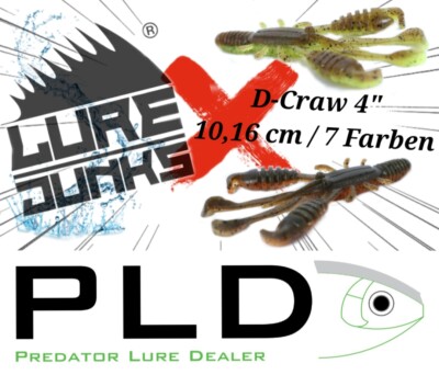 Lurejunks D-Craw 4'' (10,16 cm) Gummikrebs Zander Barsch Dorsch Skirted Rig