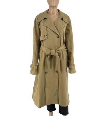Mango MNG Damen Dunkelbeige Gürteltrenchjacke Mantel Größe XL