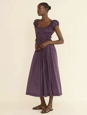 DOEN Retro Countryside American Round Neck Short Sleeve Slimming Dress