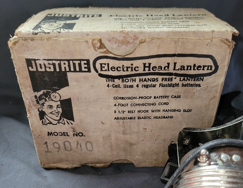Vintage Justrite elektrische Kopflaterne Taschenlampe 19040 im Originalkarton - Bild 1 von 13