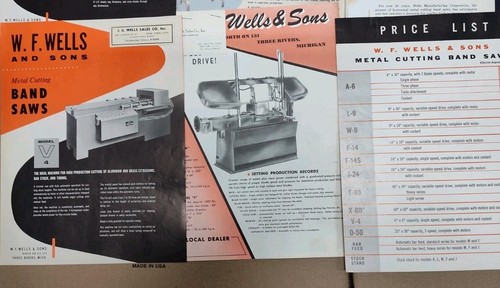 Wells & Sons Co. MI Band Saw Brochure Lot Industrial Machinery Metal Working Vtg - Picture 4 of 4