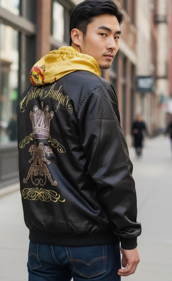 Ed Hardy Christian Audigier Adornos Sudadera con Capucha Para Hombres XL Calavera Tigre Estrás Foto 3 de 4