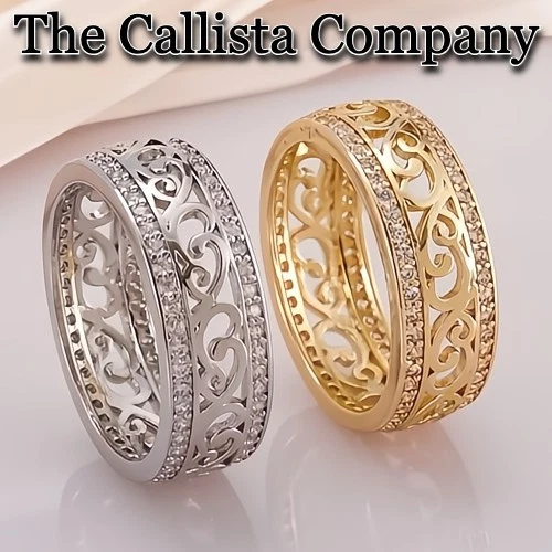 30K+ Sold LAB-CREATED RD CUT CLEAR 3A+ CZ GOLD or SILVER ETERNITY BAND SZ 5-9 ✓ - Image 3 of 4