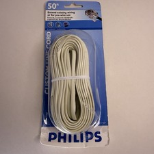Philips 50ft Phone Line Cord 4 Conductor Modular Cable SWL4174/17 Almond New