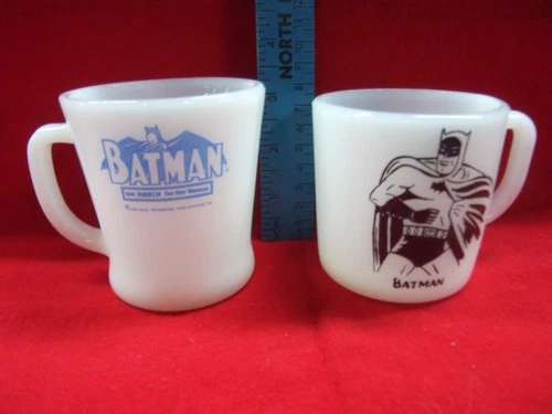 Vintage Batman Child's Mugs - Lot of 2 - AH Fire King- Westfield