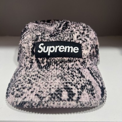 Supreme Snakeskin Corduroy Camp Cap Pink Black FW20 Worn Once Rare