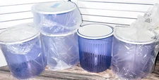 5 NEW TUPPERWARE 2 QT. Deluxe Canister #3100 #3099 Blue Food Storage