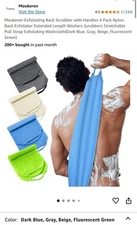 Exfoliating Back Scrubber with Handles 4x Nylon Back Exfoliator Extended Length
