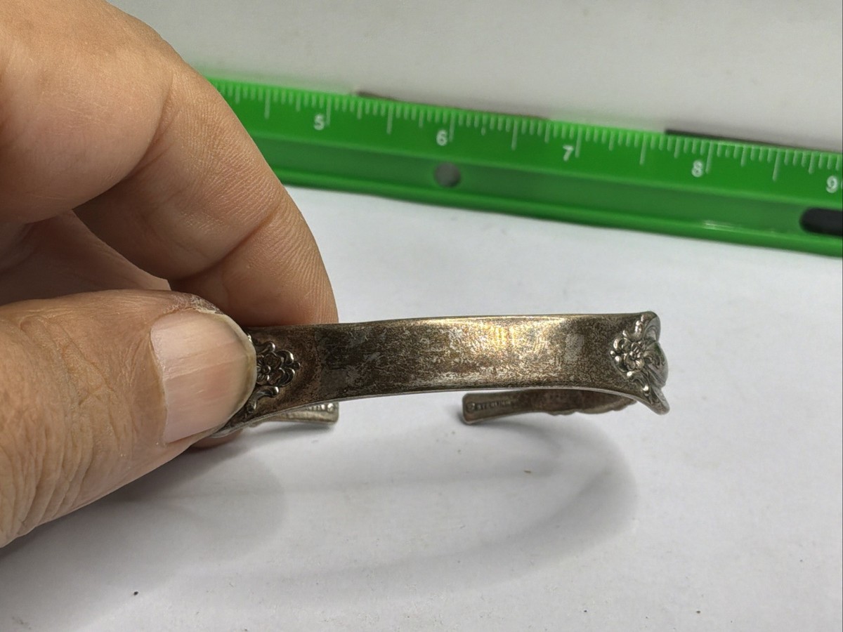 Antique Sterling Silver "international"  Cuff Bracelet Marked/Tested+ Marked View 2