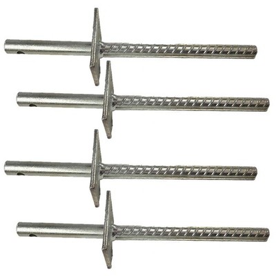 4x Pfostenträger zum Einbetonieren Platte 8x8 mit Dorn, Steindolle für Pfosten