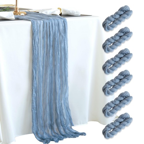 Dusty Blue Cheesecloth Table Runner Spring Decor 10ft Boho Gauze Cheese Cloth...