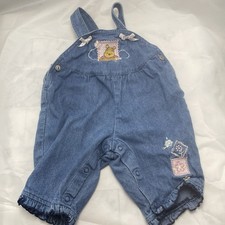 Vintage Disney Store Winnie The Pooh Embroidered Denim Overalls Size 3-6 Months