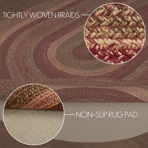 Area Rug Cider Mill Jute Primitive 60x96 Red Oval No Slip Floor Mat VHC Brands - Picture 5 of 6