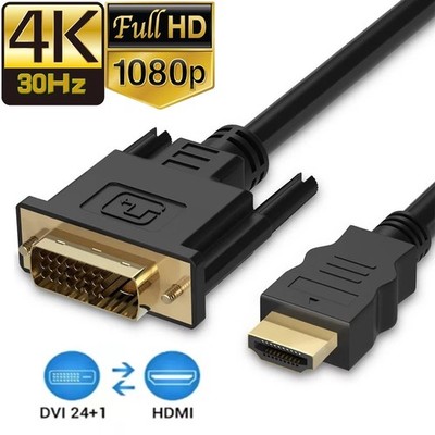 New HDMI to DVI-D 24+1 Pin Monitor Display Adapter Cable Male/Male HD HDTV