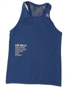 REEBOK Womens Les Mills Graphic Vest Top UK 8 Small Navy Blue CO04