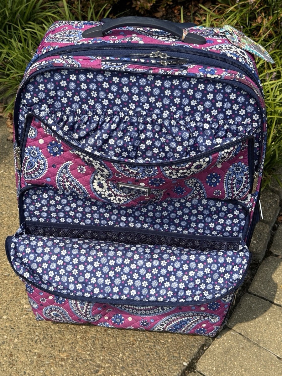 Vera Bradley Rolling Suitcase Lge Paisley Purple Quilted Luggage
