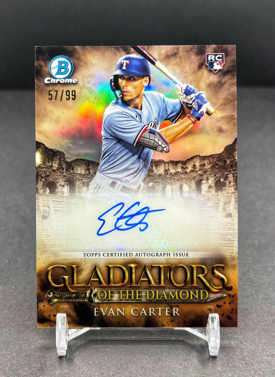 2024 Bowman - EVAN CARTER - RC Chrome Gladiators of the Diamond AUTO #/99 GDA-EC