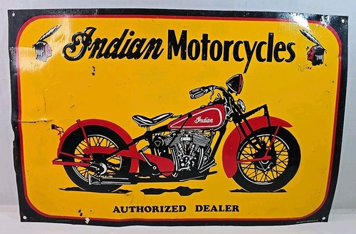 Vintage INDIAN Motorcycles Authorized Dealer AAA Sign Co. Ohio 17x11 Metal Sign