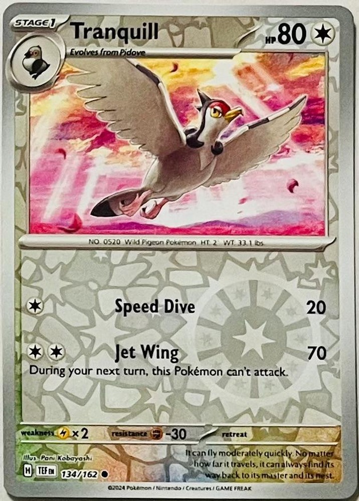Tranquill 134/162 Temporal Forces Pokemon TCG Common Reverse Holofoil NM