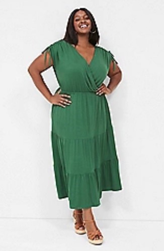 Lane Bryant Green Wrap Dress midi Length Size 22/24 NWT gorgeous