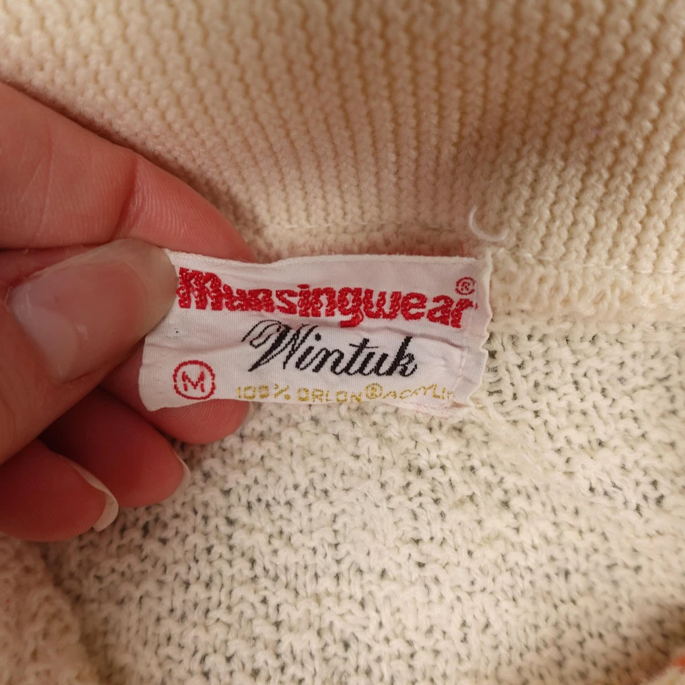 Camisa polo vintage Munsingwear para hombre mediana crema naranja tejida Wintuk Orlon años 60 Foto 2 de 4