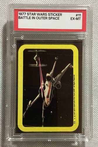 1977 Topps Star Wars Stickers #11 Battle in outer space! — PSA 6