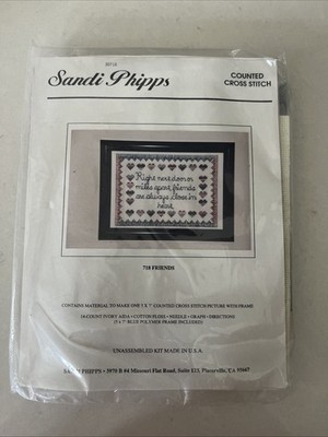 SANDI PHIPPS 718 FRIENDS COUNTED CROSS STITCH KIT WITH FRAME NEW SEALED. H-1