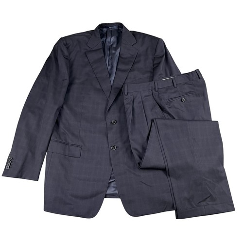 Ermenegildo Zegna Mens Windowpane Designer Full Suit Sz 46R Made in Italy