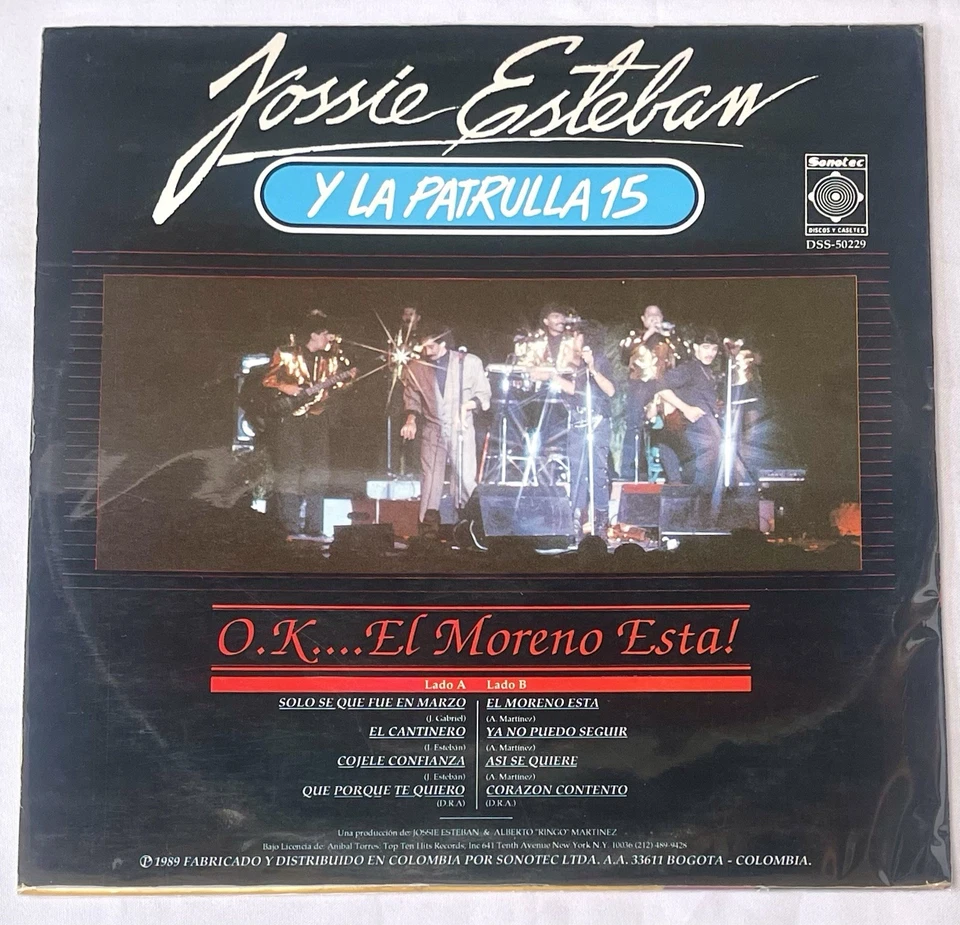 Jossie Esteban Y La Patrulla 15 ‎– O.K... El Moreno Esta! - Sonotec 1989 Foto 2 de 4
