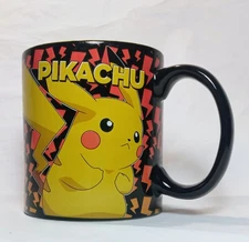 Pikachu Pokemon Oversized 20 oz Coffee Cup Mug 2016 Black Orange Yellow