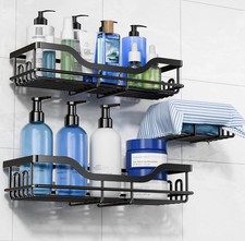 Adhesive Rustproof Shower Caddy 3-Pack with Soap Holder Shower Organizer Shelves