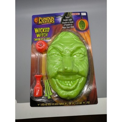 Wicked Witch Pumpkin Carving Kit Lighted Masters With Light Green Face Halloween