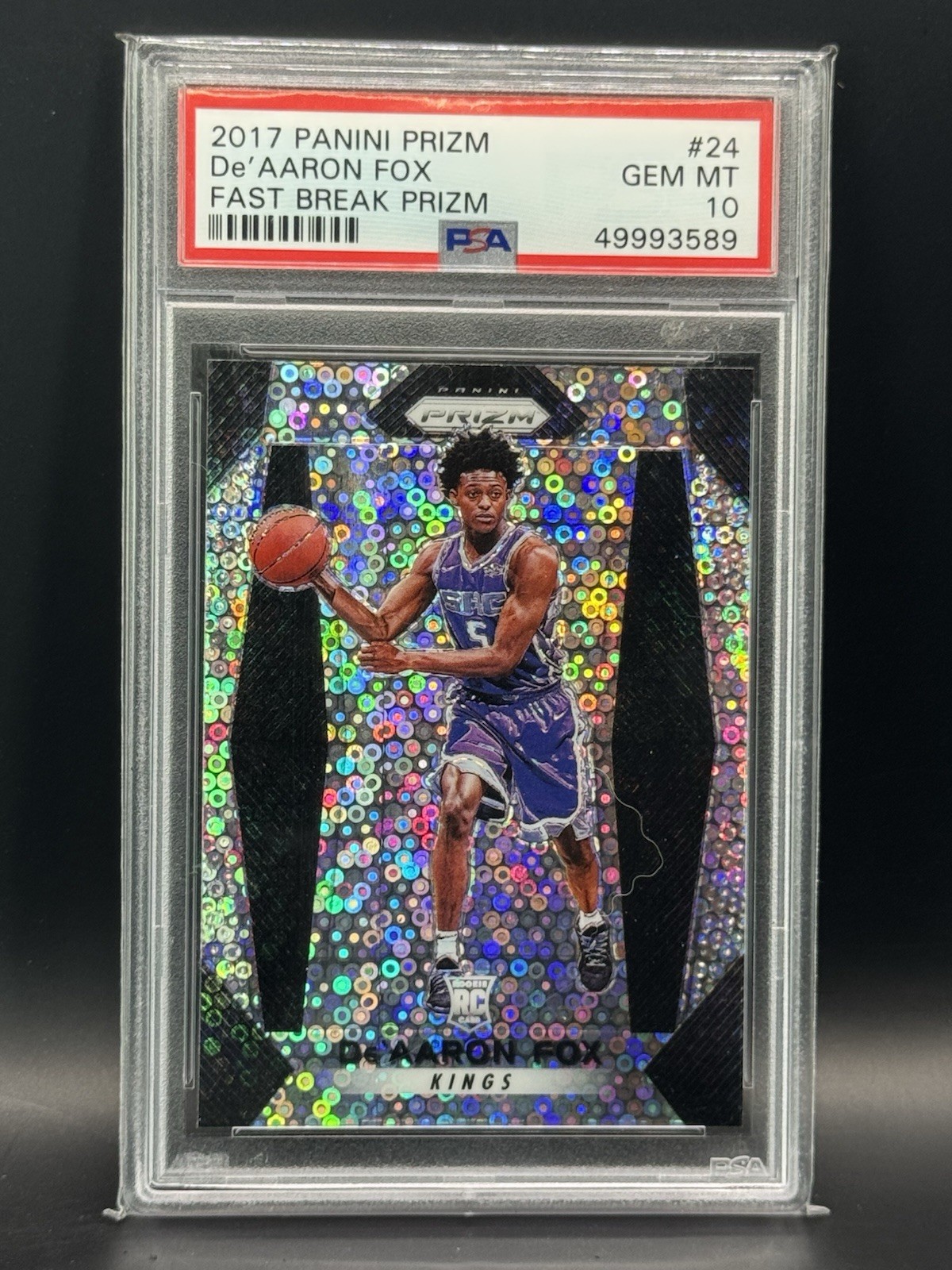 2017-18 Panini Prizm De'Aaron Fox #24 (RC) Fast Break Prizm PSA 10 Kings